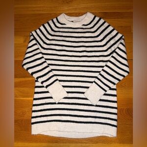 Philosophy Black White Stripe Knit Sweater XS Cozy Soft Minimal Classic Pullover